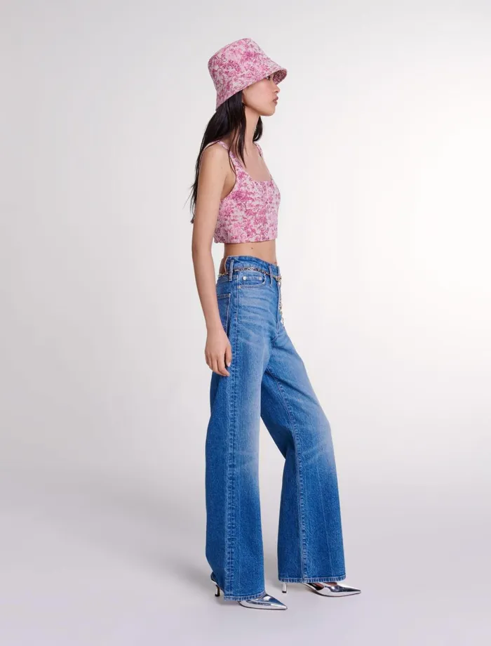 Tops and Shirts Women Maje Crop Top Pink Jungle Canvas