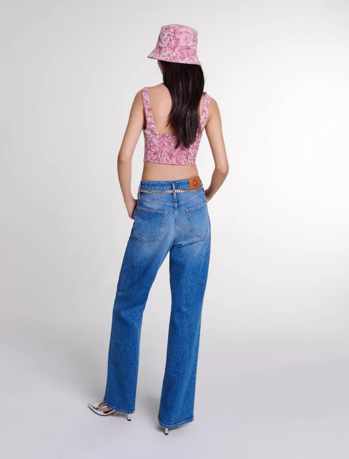 Tops and Shirts Women Maje Crop Top Pink Jungle Canvas