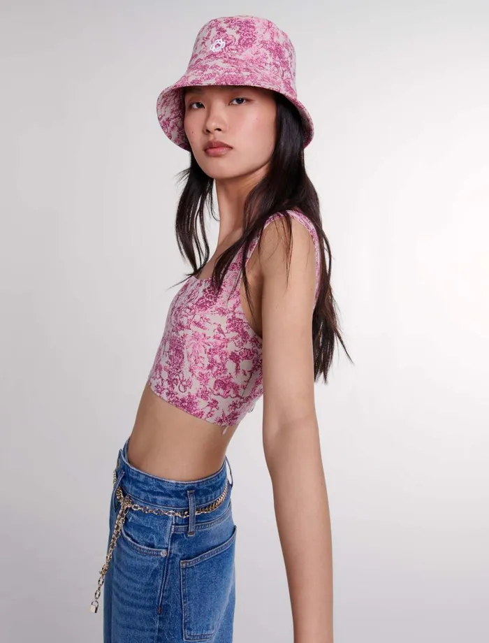 Tops and Shirts Women Maje Crop Top Pink Jungle Canvas