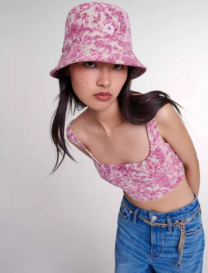 Tops and Shirts Women Maje Crop Top Pink Jungle Canvas