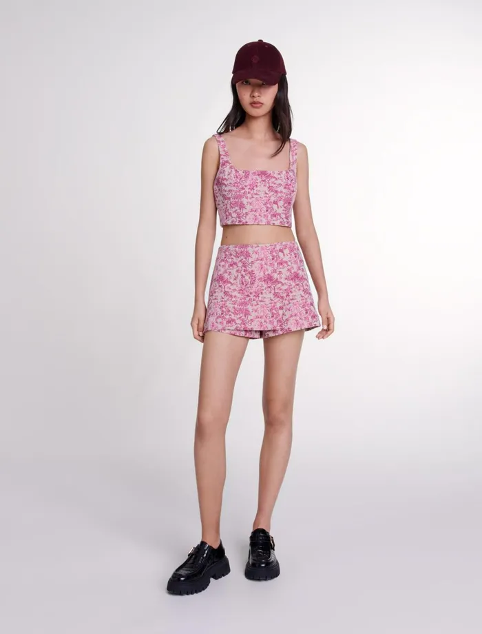 Tops and Shirts Women Maje Crop Top Pink Jungle Canvas