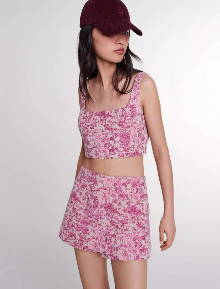 Tops and Shirts Women Maje Crop Top Pink Jungle Canvas
