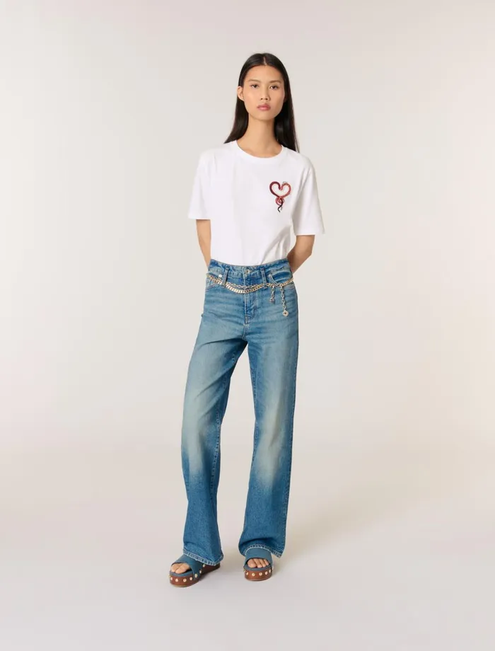 Tops and Shirts Women Maje Embroidered TShirt White Red