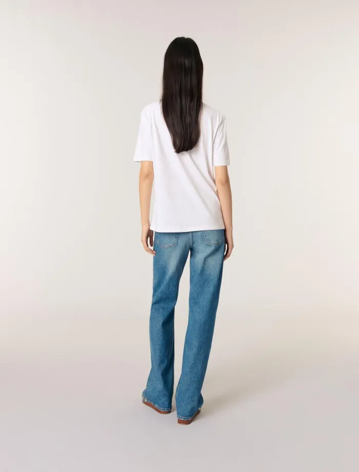 Tops and Shirts Women Maje Embroidered TShirt White Red