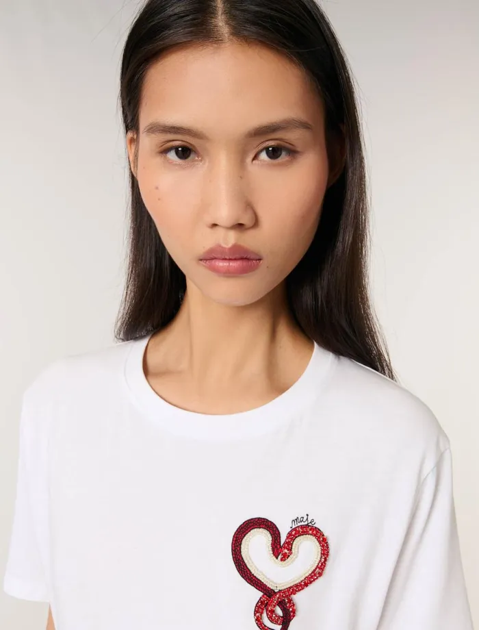 Tops and Shirts Women Maje Embroidered TShirt White Red