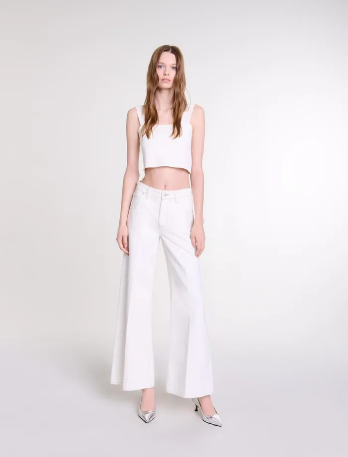 Tops and Shirts Women Maje Knit Crop Top Ecru