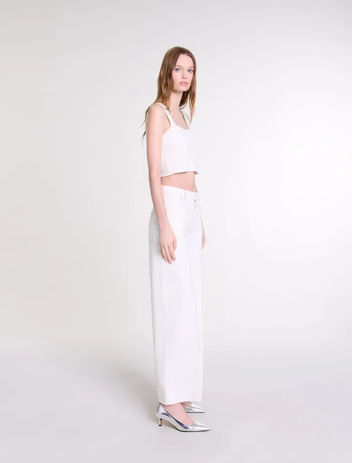 Tops and Shirts Women Maje Knit Crop Top Ecru