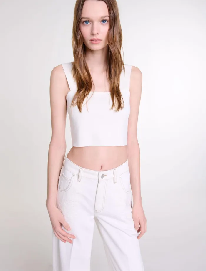 Tops and Shirts Women Maje Knit Crop Top Ecru