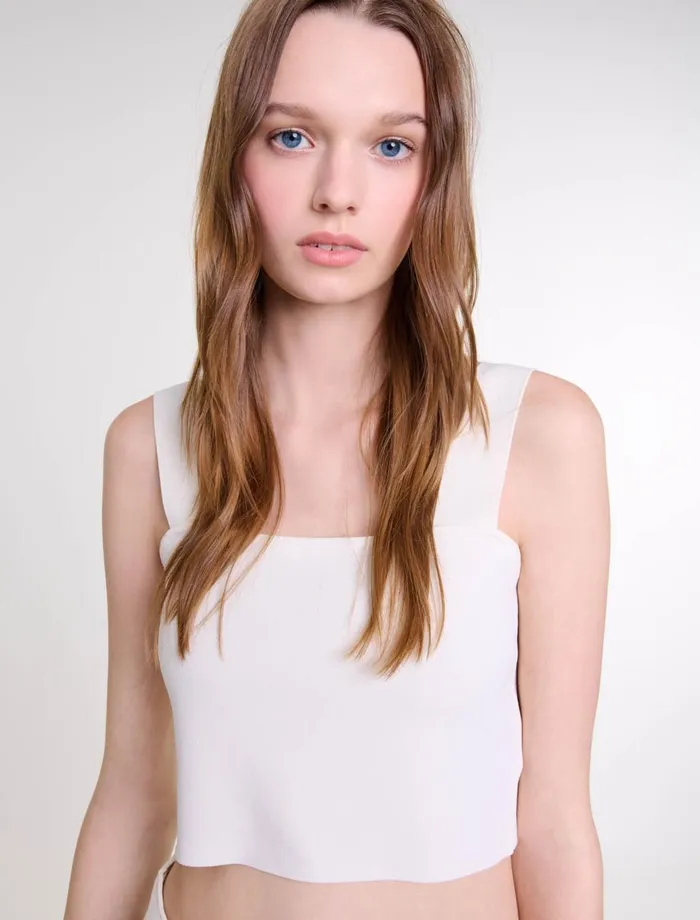 Tops and Shirts Women Maje Knit Crop Top Ecru