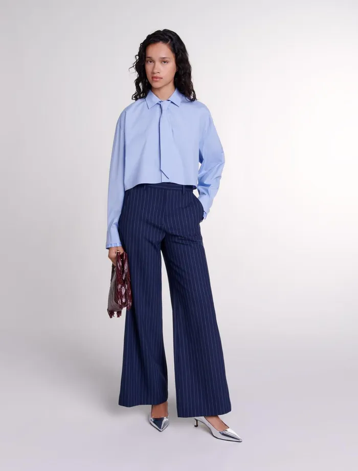 Tops and Shirts Women Maje Shirt With Removable Tie Blue
