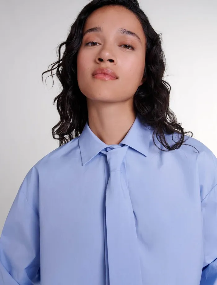 Tops and Shirts Women Maje Shirt With Removable Tie Blue