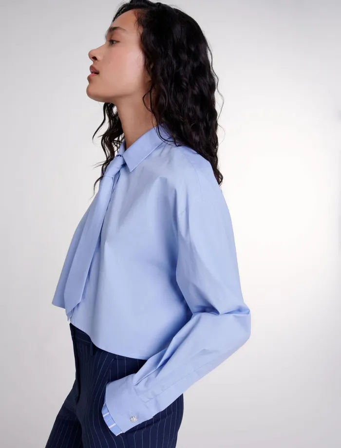 Tops and Shirts Women Maje Shirt With Removable Tie Blue