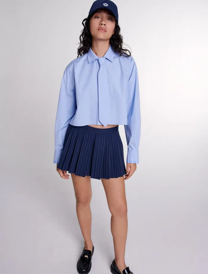 Tops and Shirts Women Maje Shirt With Removable Tie Blue