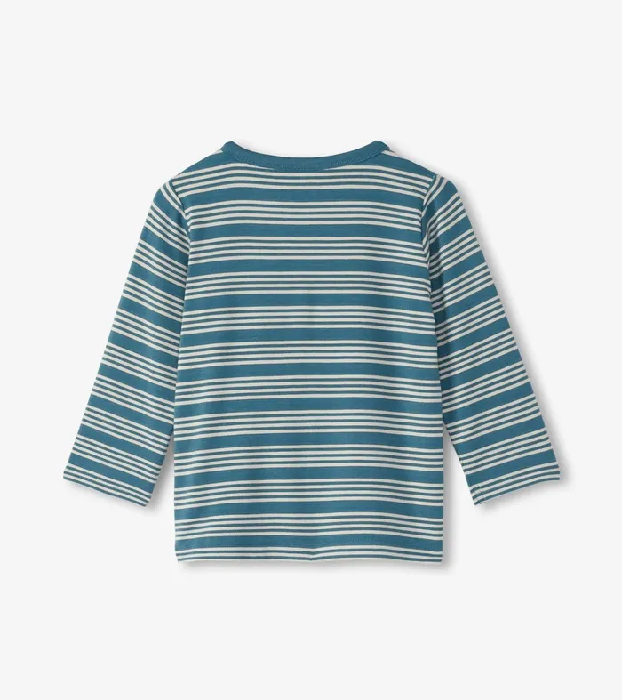 Tops Baby and Toddler Hatley Baby and Toddler Boys Bluestone Stripes Long Sleeve Bamboo TShirt