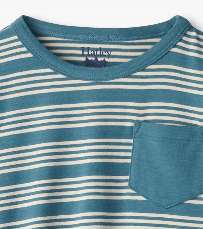 Tops Baby and Toddler Hatley Baby and Toddler Boys Bluestone Stripes Long Sleeve Bamboo TShirt