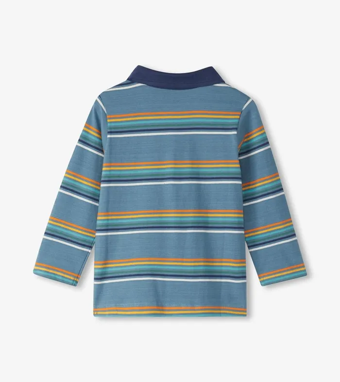 Tops Baby and Toddler Hatley Baby and Toddler Boys Bluestone Stripes Long Sleeve Polo TShirt