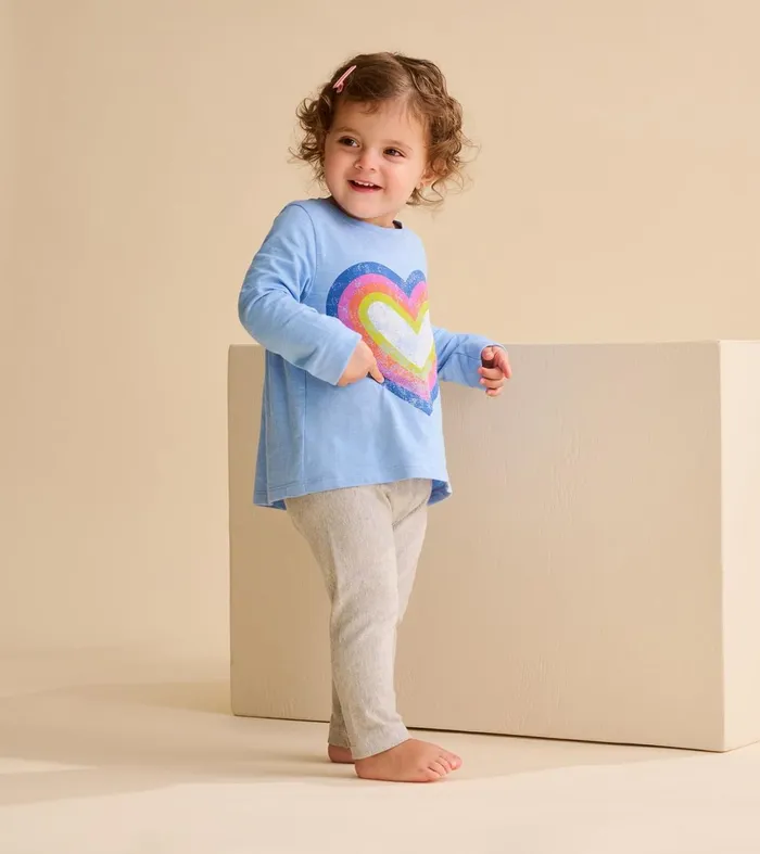 Tops Baby and Toddler Hatley Baby and Toddler Girls Big Groovy Heart Long Sleeve TShirt