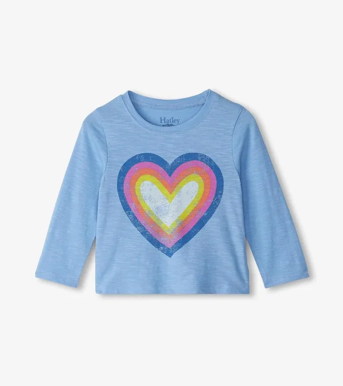 Tops Baby and Toddler Hatley Baby and Toddler Girls Big Groovy Heart Long Sleeve TShirt