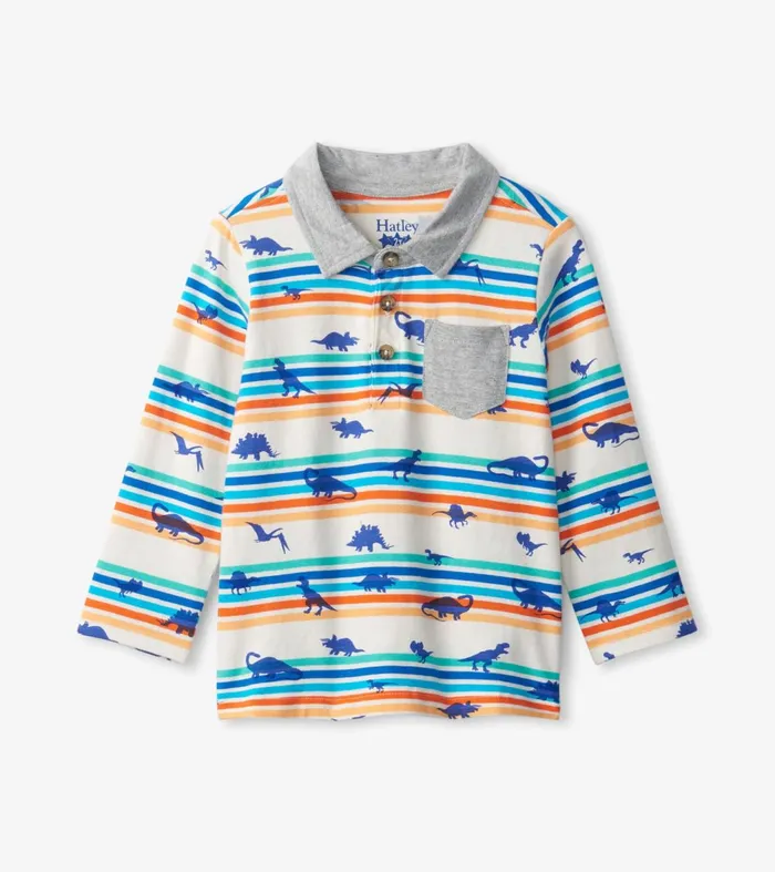 Tops Baby and Toddler Hatley Mini Dinos Long Sleeve Polo TShirt