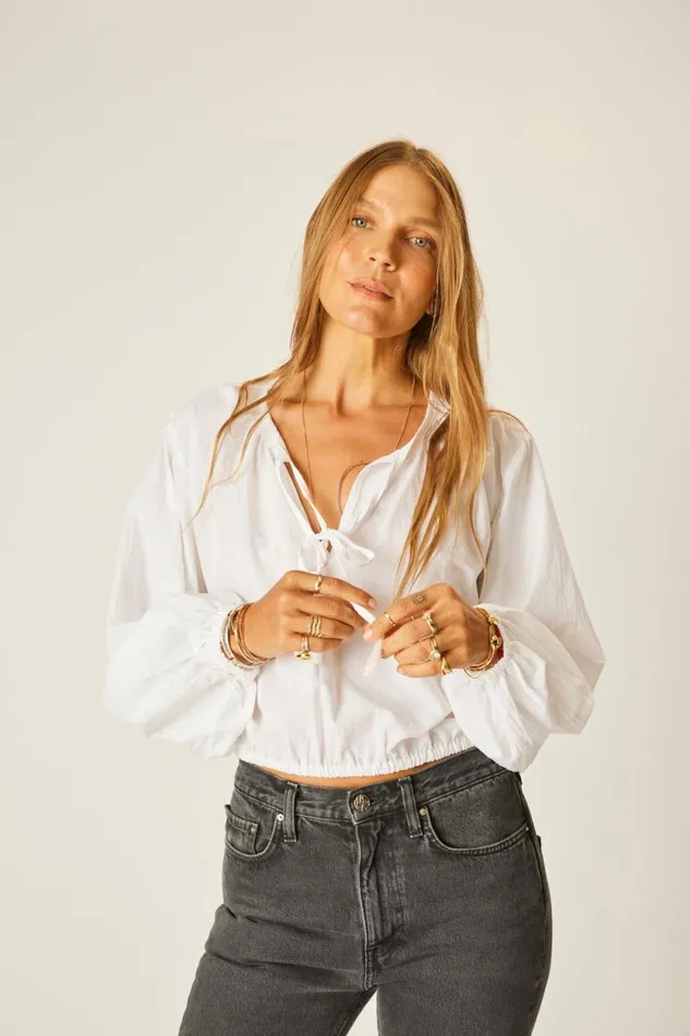 Tops Shop Natalie Martin AMELIA TOP White Flat Cotton