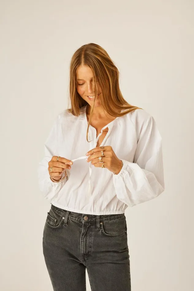 Tops Shop Natalie Martin AMELIA TOP White Flat Cotton