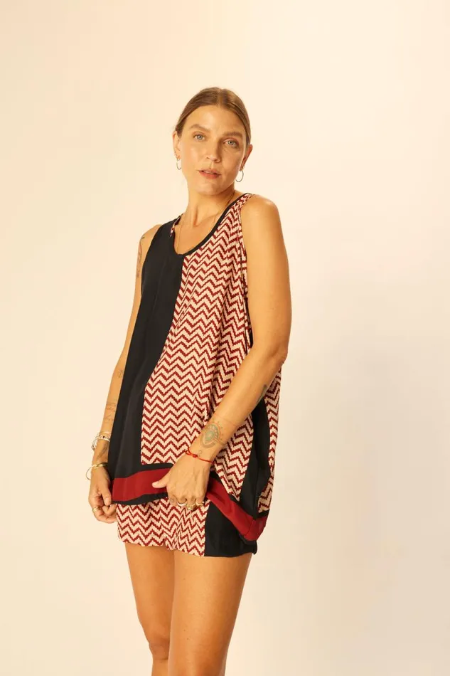 Tops Shop Natalie Martin ARIANA TANK Block Zigzag Noire
