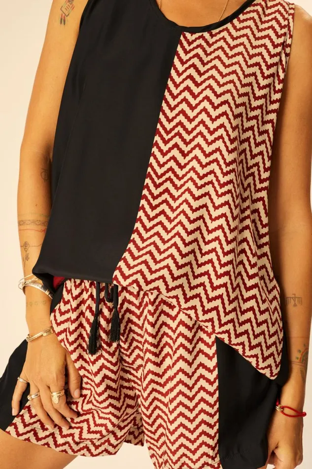 Tops Shop Natalie Martin ARIANA TANK Block Zigzag Noire