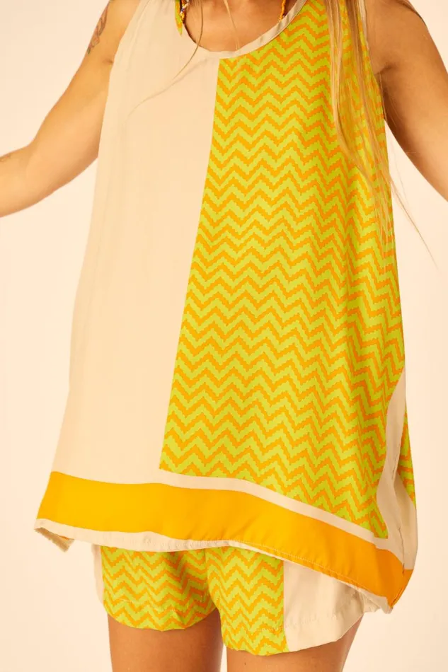Tops Shop Natalie Martin ARIANA TANK Block Zigzag Tangerine
