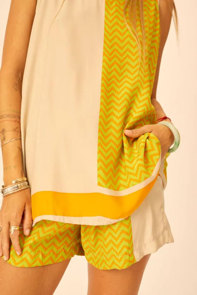 Tops Shop Natalie Martin ARIANA TANK Block Zigzag Tangerine