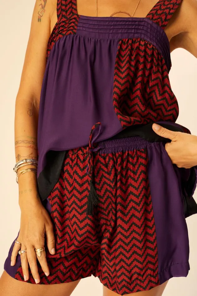 Tops Shop Natalie Martin JASMINE TOP Block Zigzag Auberigine