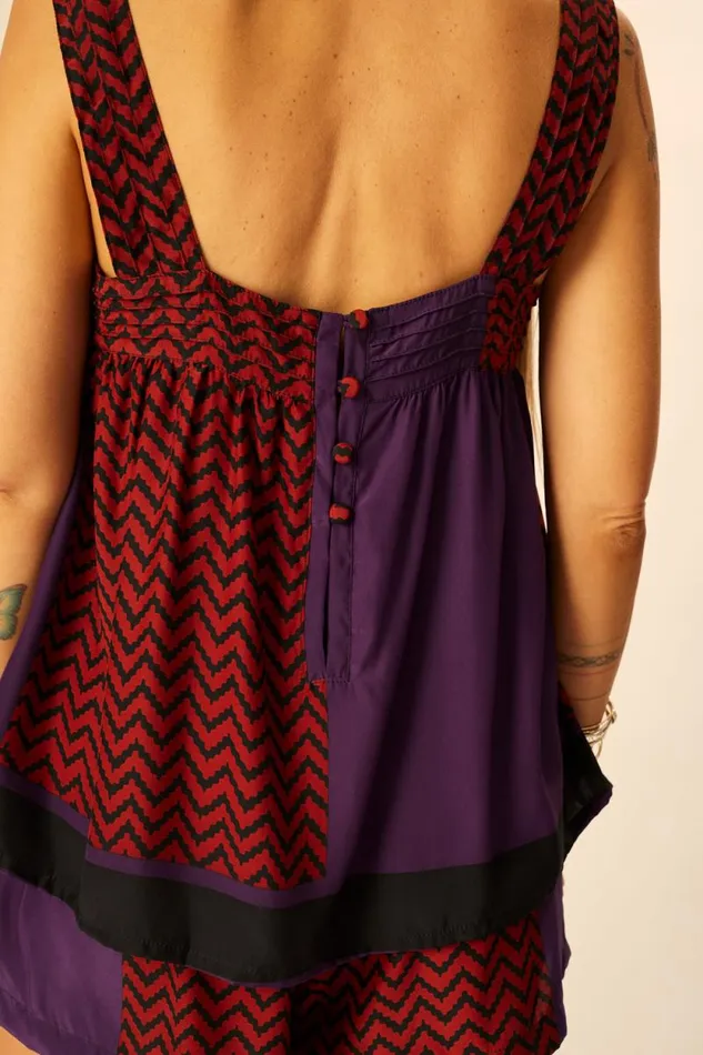 Tops Shop Natalie Martin JASMINE TOP Block Zigzag Auberigine
