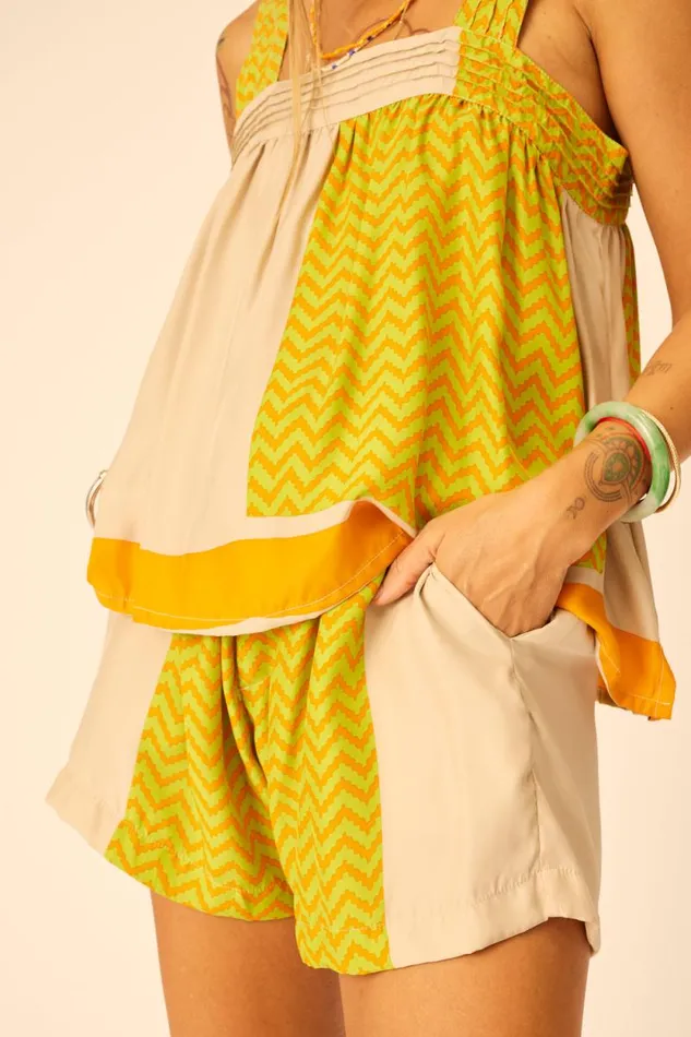 Tops Shop Natalie Martin JASMINE TOP Block Zigzag Tangerine