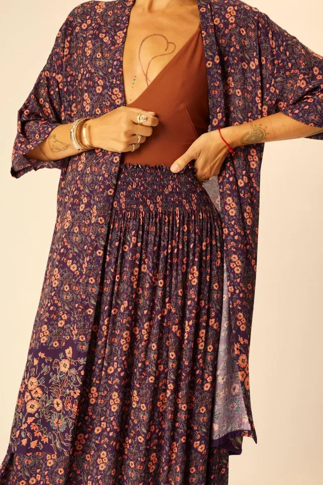 Tops Shop Natalie Martin LENNON KIMONO Petite Fleur Aubergine