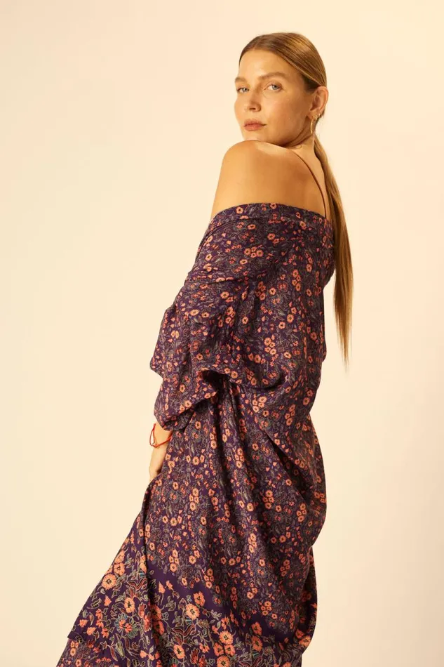 Tops Shop Natalie Martin LENNON KIMONO Petite Fleur Aubergine