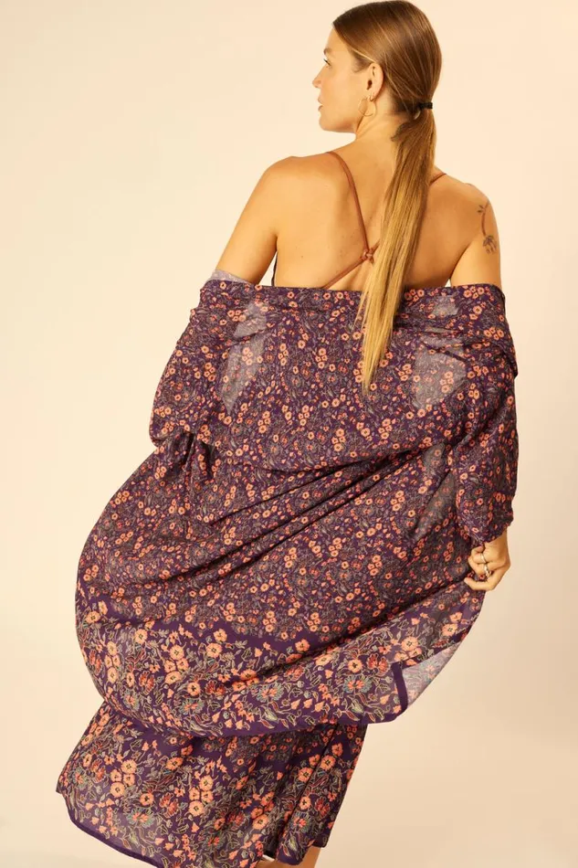 Tops Shop Natalie Martin LENNON KIMONO Petite Fleur Aubergine