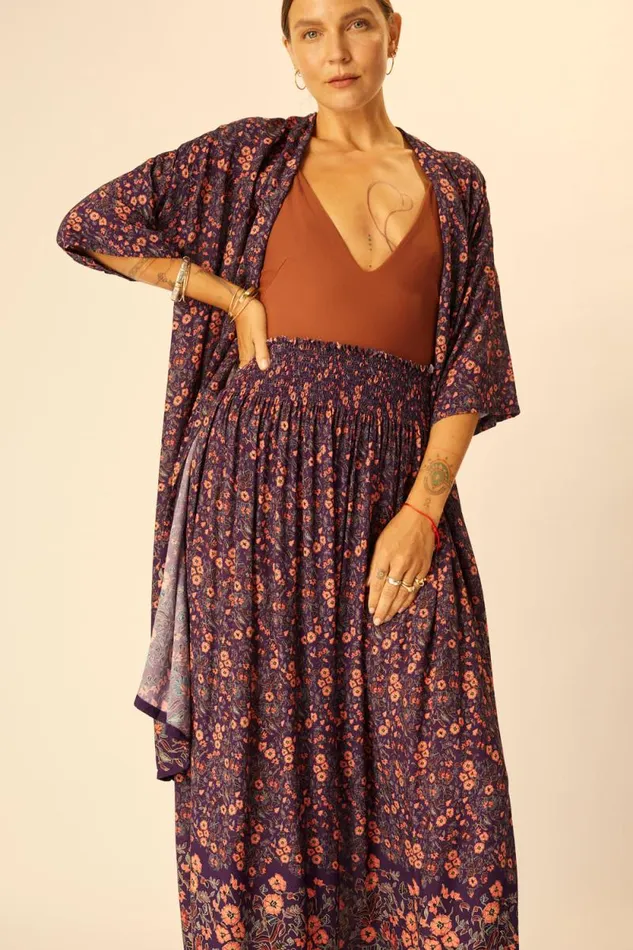 Tops Shop Natalie Martin LENNON KIMONO Petite Fleur Aubergine