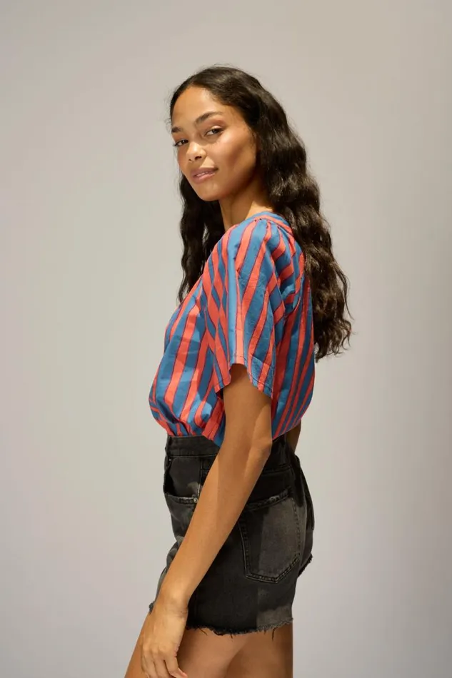Tops Shop Natalie Martin NIKKI TOP Batik Stripe Blood Orange