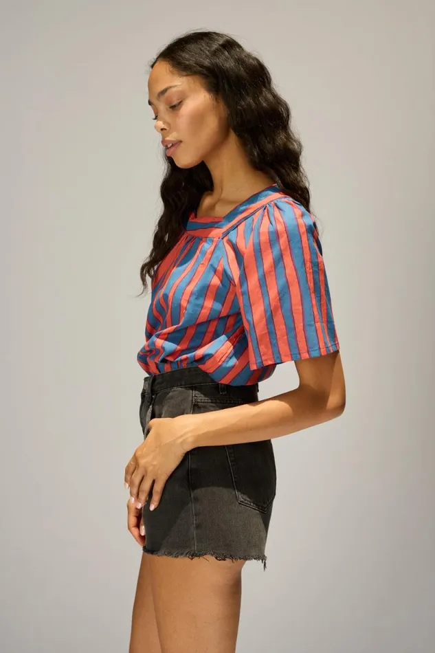 Tops Shop Natalie Martin NIKKI TOP Batik Stripe Blood Orange