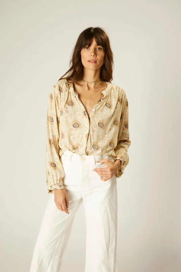 Tops Shop Natalie Martin TOLAN SHIRT Vintage Flowers Sand