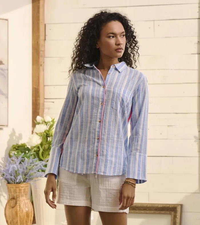 Tops Women Hatley Cindy Blouse 8211 Light Blue Stripes