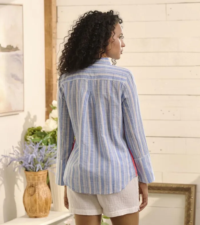 Tops Women Hatley Cindy Blouse 8211 Light Blue Stripes