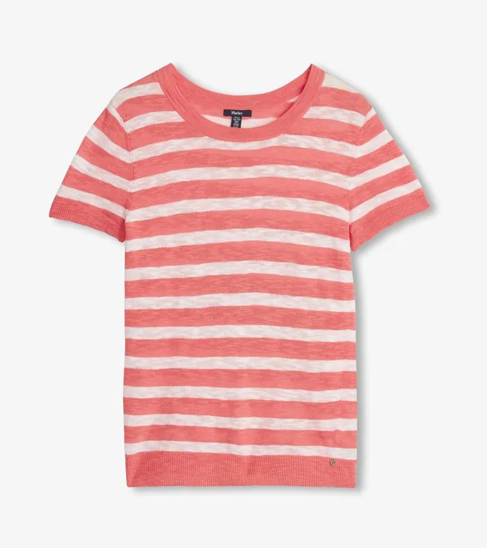 Tops Women Hatley Simone Knit Tee 8211 Coral Stripes