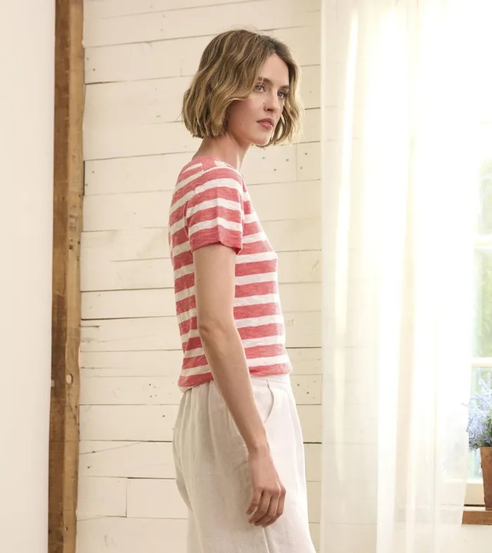 Tops Women Hatley Simone Knit Tee 8211 Coral Stripes