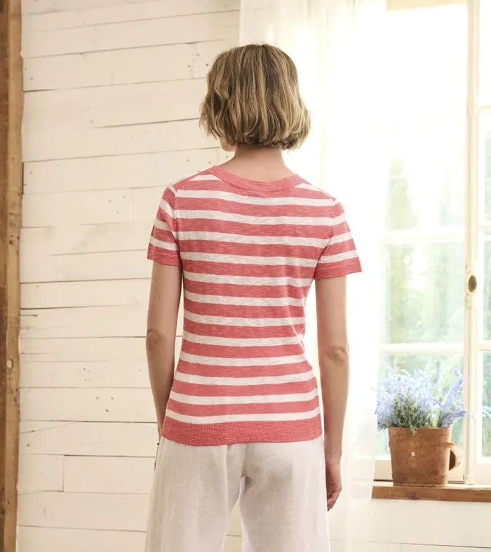 Tops Women Hatley Simone Knit Tee 8211 Coral Stripes