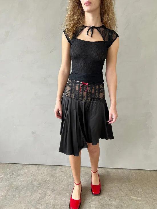 Tops Women Lisa Says Gah Mariposa Lace Bow Tee Night