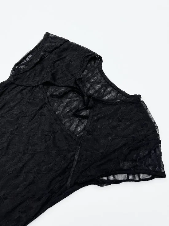 Tops Women Lisa Says Gah Mariposa Lace Bow Tee Night