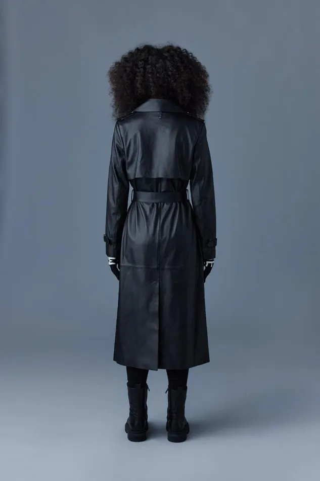 Trenches and Raincoats Women Mackage GAELZ Leather Trench Coat With Belt Cognac