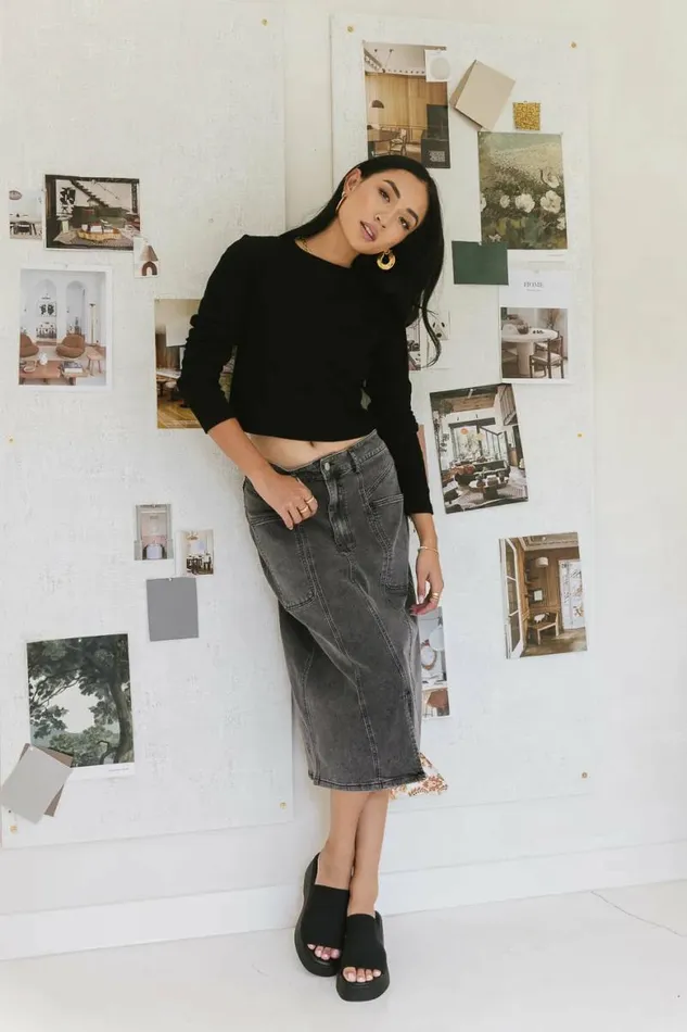 Trina Denim Skirt Black Women Bohme Skirts