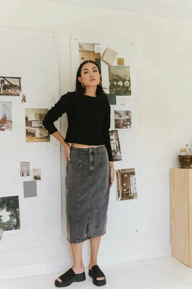 Trina Denim Skirt Black Women Bohme Skirts