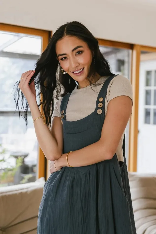 Tristin Wide Leg Jumpsuit In Slate Blue Slate Blue Women Bohme Jumpsuits and Overalls